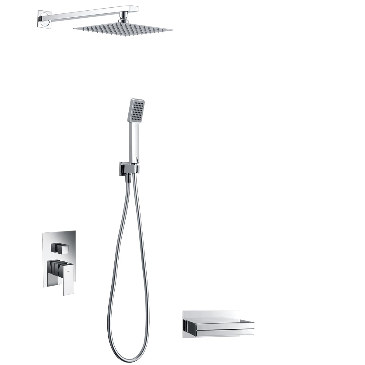 IMEX - Ducha Empotrada Monomando para Bañera y Ducha | Conjunto de Bañera y Ducha con Alcachofa y Rociador Antical Efecto Lluvia | Griferia en Latón y Acero Inox S.304 | Serie Java | Color Cromado Cromado