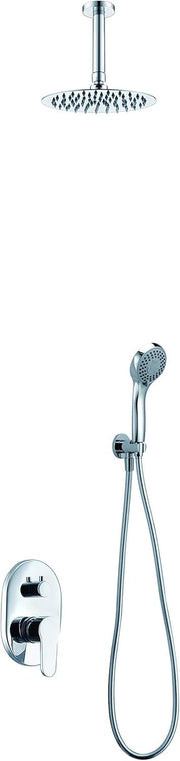 IMEX - Ducha Empotrada Techo Negra Monomando | Conjunto de Grifería Empotrado con Alcachofa y Rociador Antical Efecto Lluvia | Columna Ducha Empotrada en Latón y Acero Inox S.304 | Serie Milos Cromado