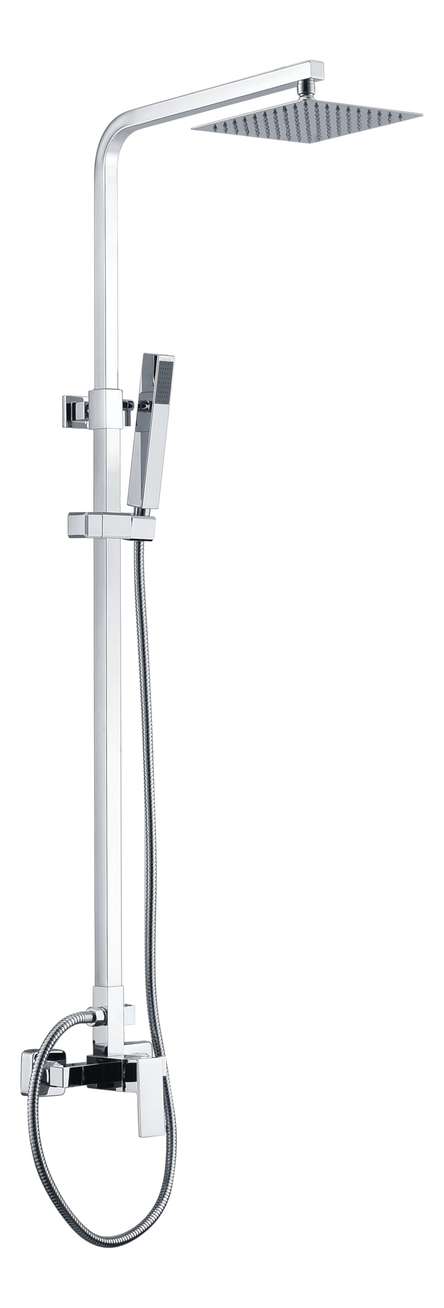 IMEX - Columna Ducha Monomando con Grifo | Conjunto de Ducha con Alcachofa y Rociador Antical | Griferia en Latón y Acero Inox S.304 con Barra Extensible | Serie Valencia | Color Cromado Cromado