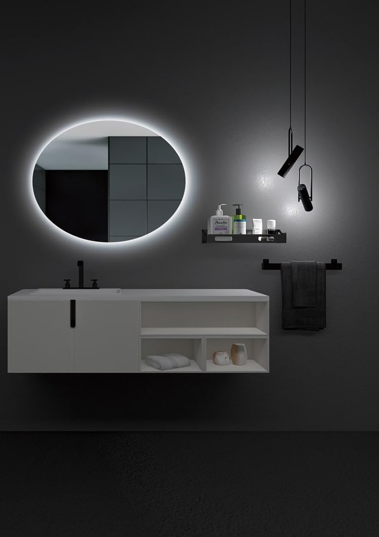 LEDIMEX - Espejo Baño con Luz Ovalado 100X80cm Retroiluminado | Espejo Inteligente con Luz Fría 6500k sin Marco | Serie Oval