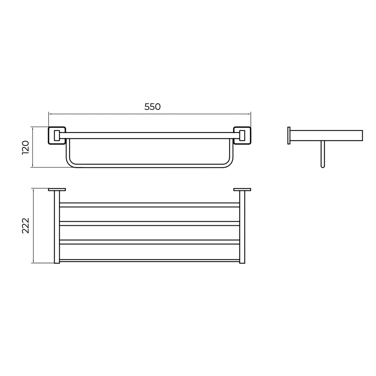 TOALLERO DOBLE EN ACERO INOX. S.304 SERIE TECHNIC