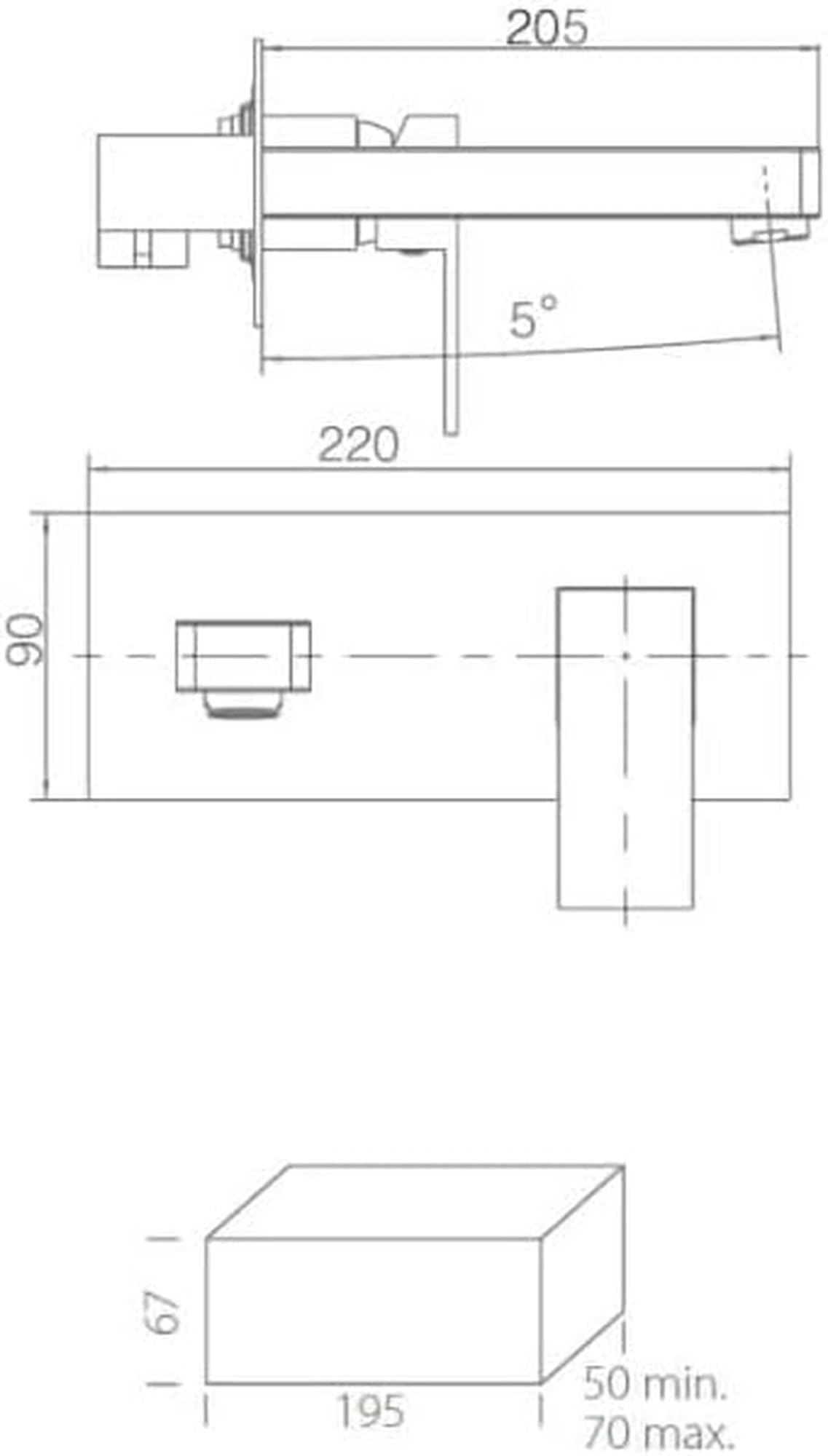 GRIFO LAVABO EMPOTRADO MONOMANDO SERIE SUIZA