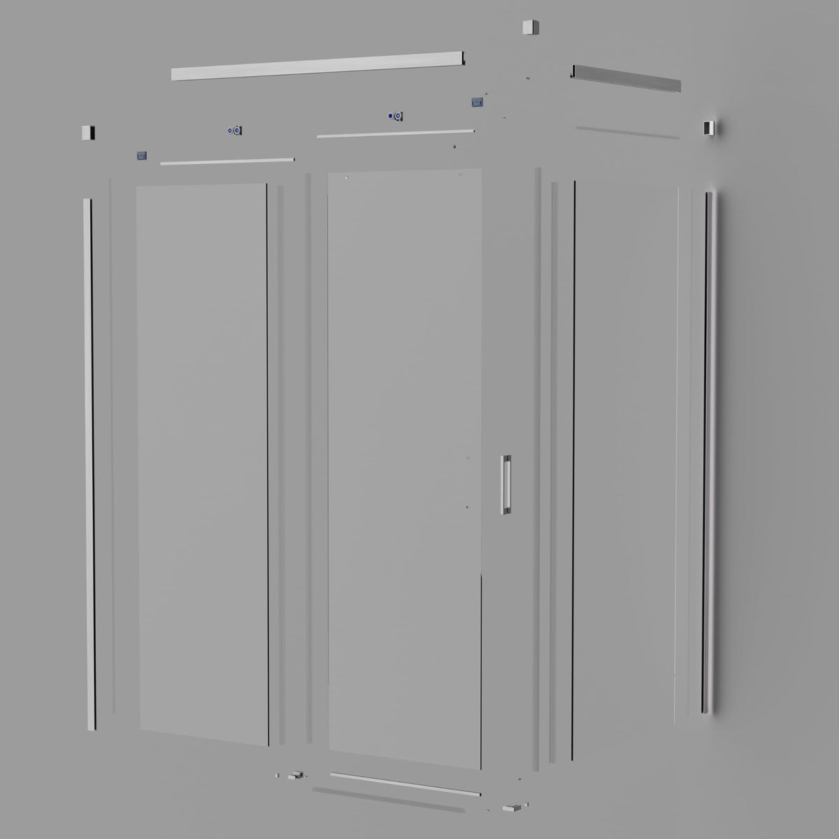 MAMPARA 1 FIJA + 1 CORREDERA + PANEL LATERAL FIJO SERIE STYLO - Níquel Cepillado