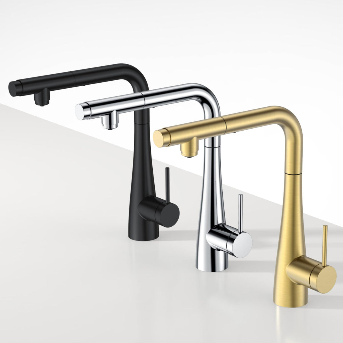 GRIFERIA DE COCINA OSMOSIS EXTRAIBLE SPLIT SERIE SPLIT Oro Cepillado