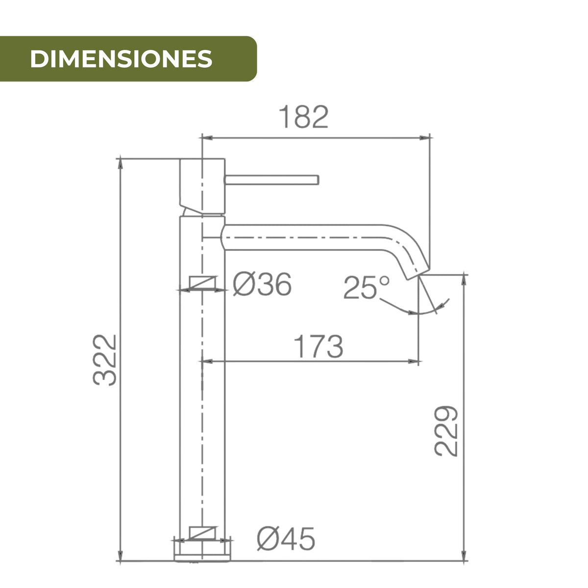 GRIFO LAVABO CAÑO ALTO MONOMANDO SERIE MONZA