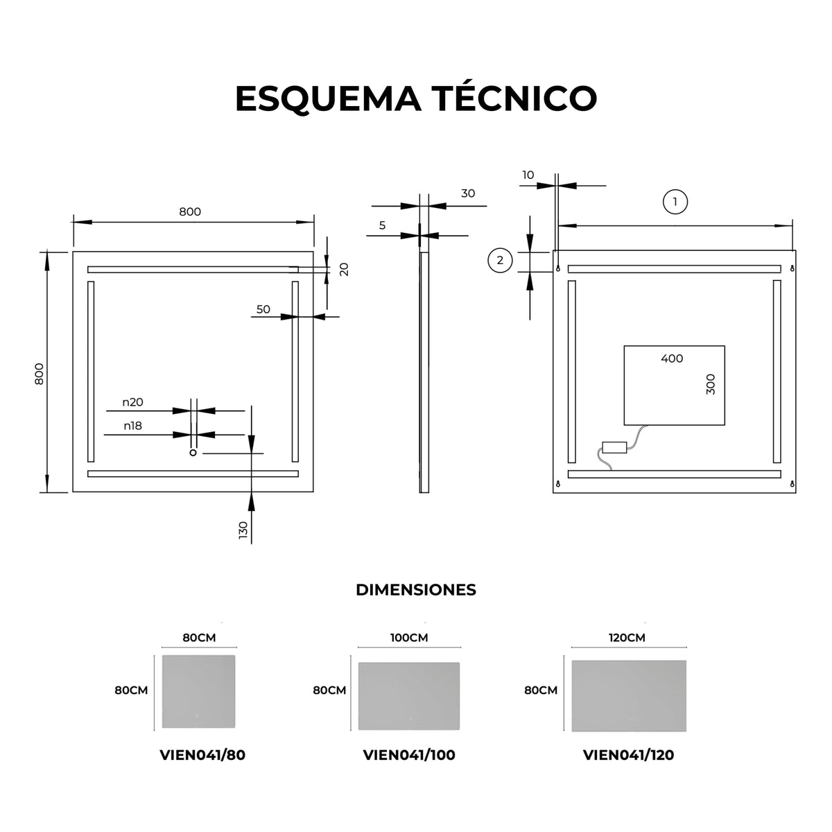 ESPEJO VIENA 100X80cm