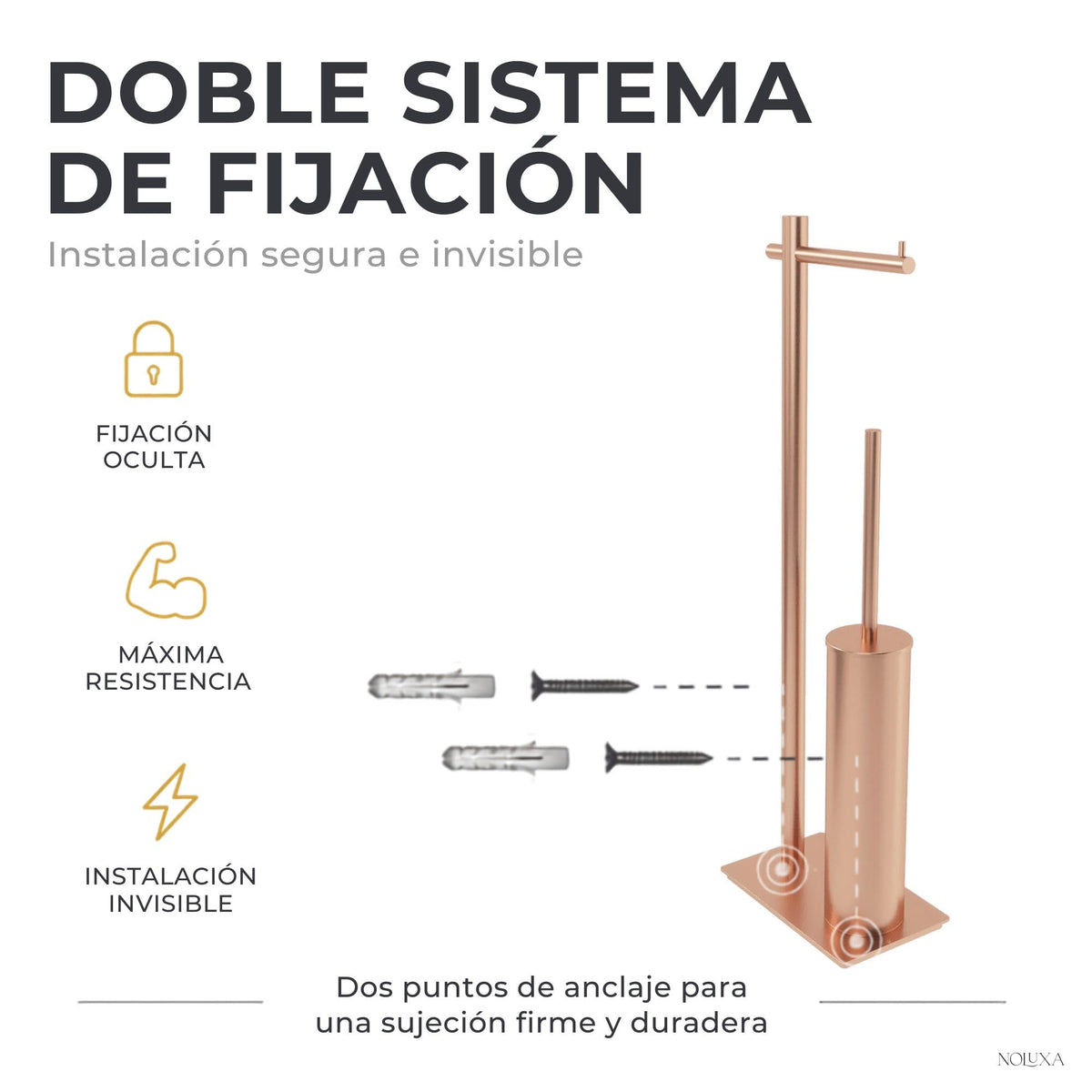 ESCOBILLERO CON PORTARROLLOS EN ACERO INOX S.304 SERIE PRACTIC