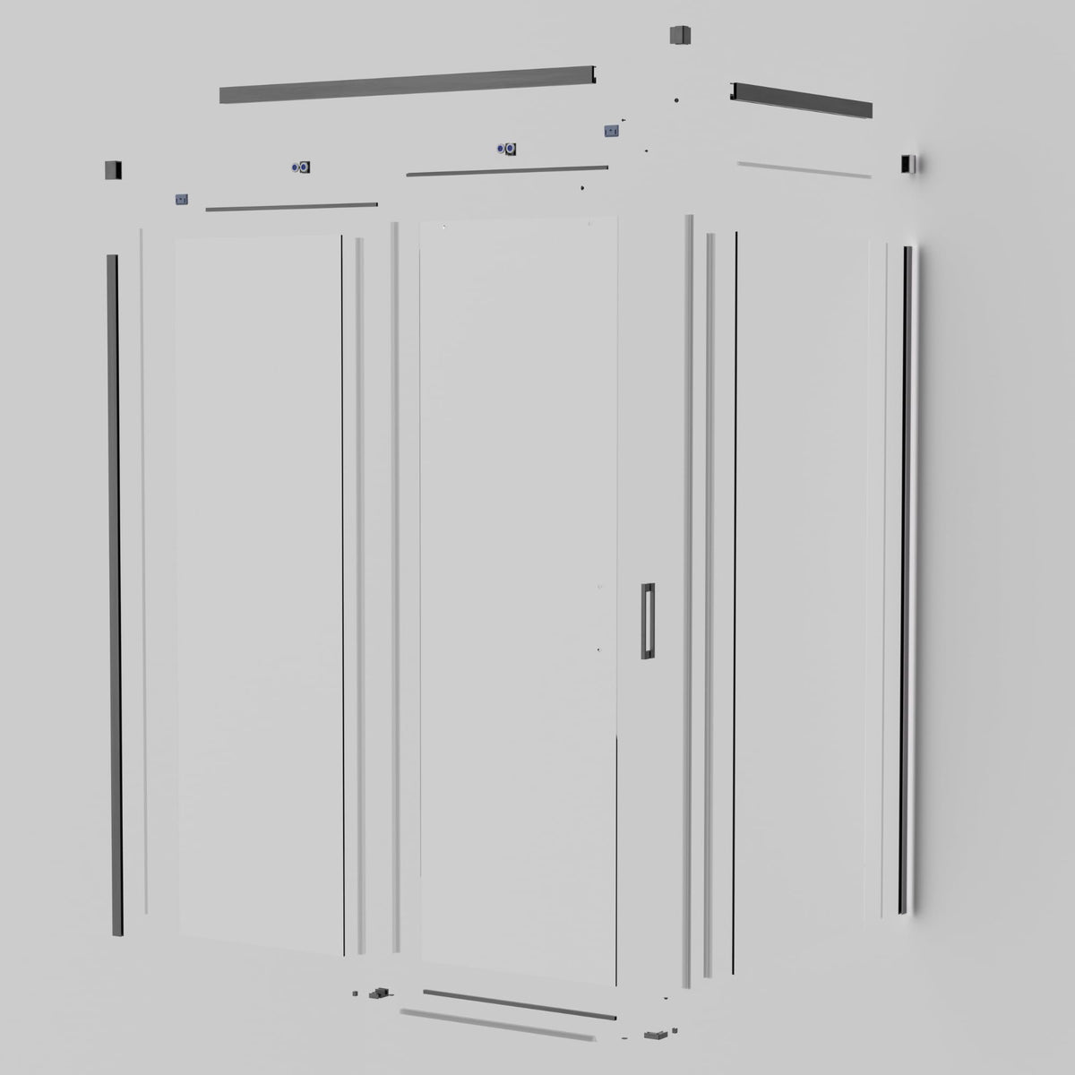 MAMPARA 1 FIJA + 1 CORREDERA + PANEL LATERAL FIJO SERIE STYLO - Black Gun Metal