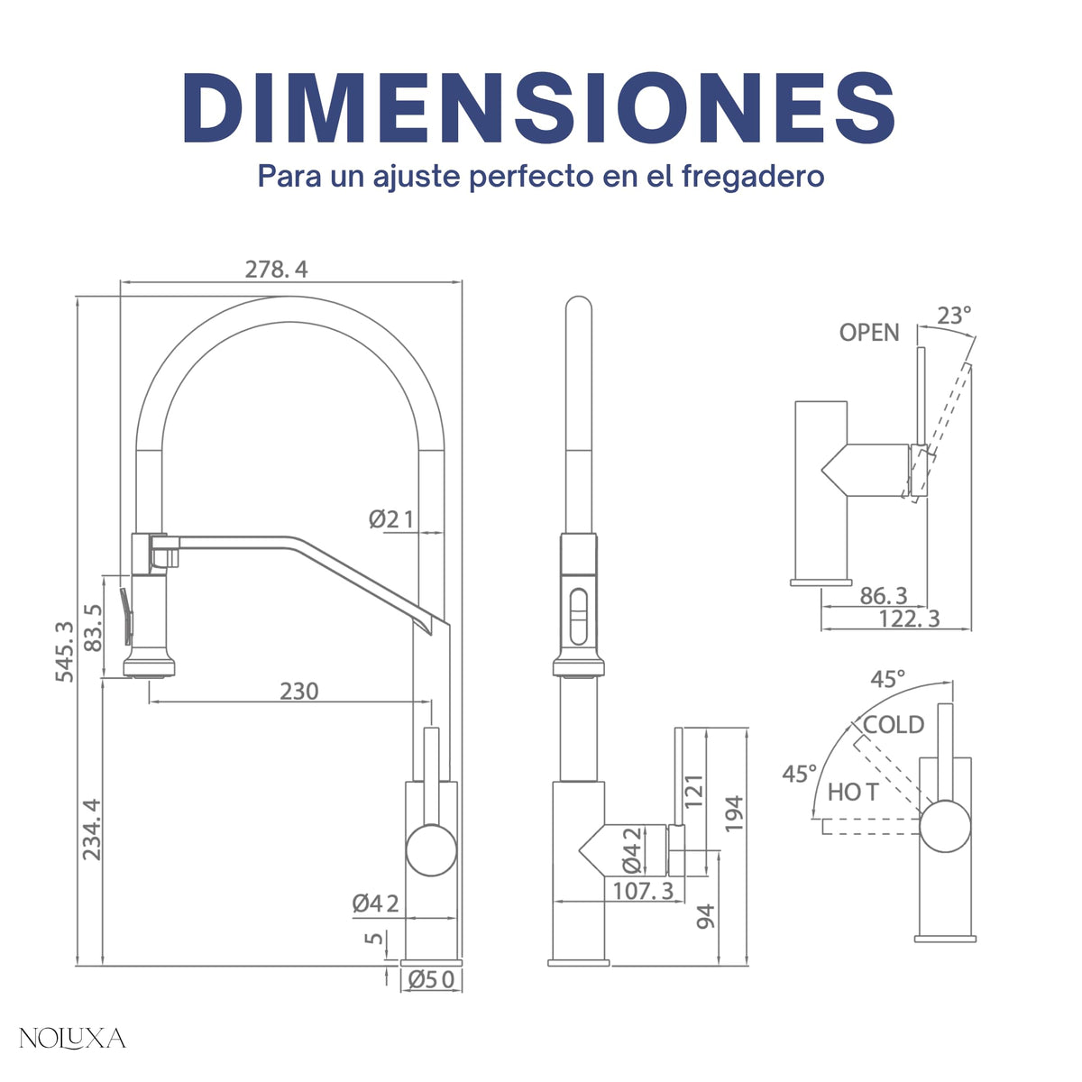 GRIFO DE COCINA EXTRAÍBLE CON DIFUSOR SERIE VENETO