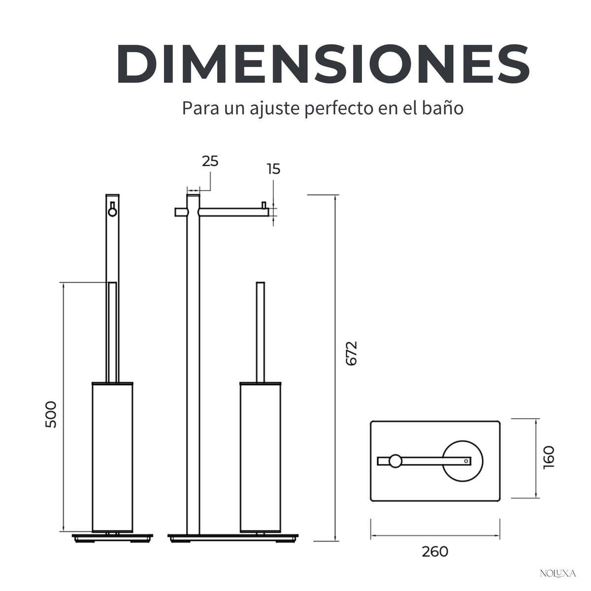ESCOBILLERO CON PORTARROLLOS EN ACERO INOX S.304 SERIE PRACTIC