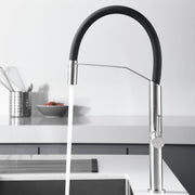 IMEX - Grifo Cocina Extraíble Acero S.316 | Grifo Monomando Fregadero | Griferia Cocina con Ducha Flexible 360º | Grifería en Latón con Tecnología PVD | Serie Deva | Color Acero S316 Acero S.316
