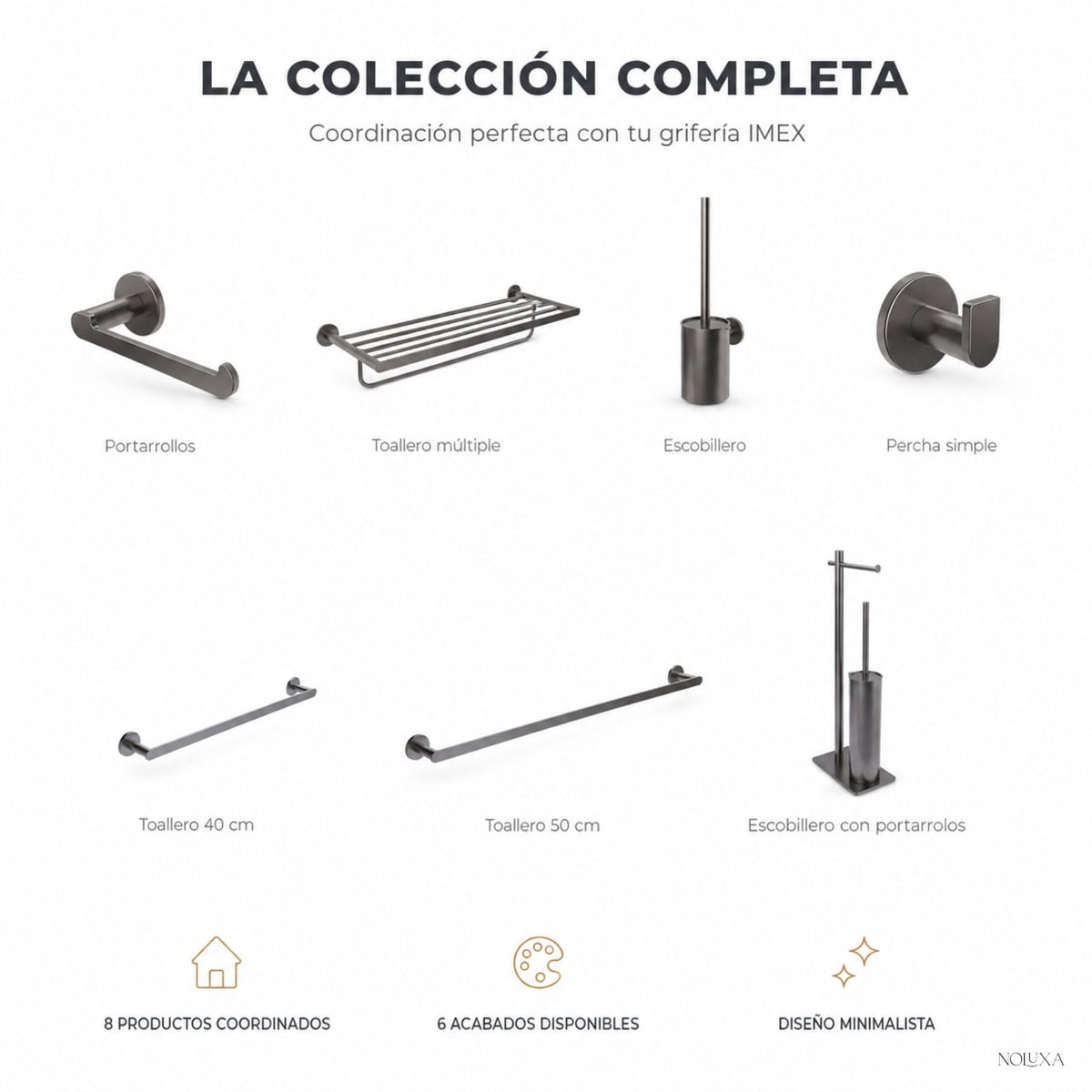 ESCOBILLERO CON PORTARROLLOS EN ACERO INOX S.304 SERIE PRACTIC