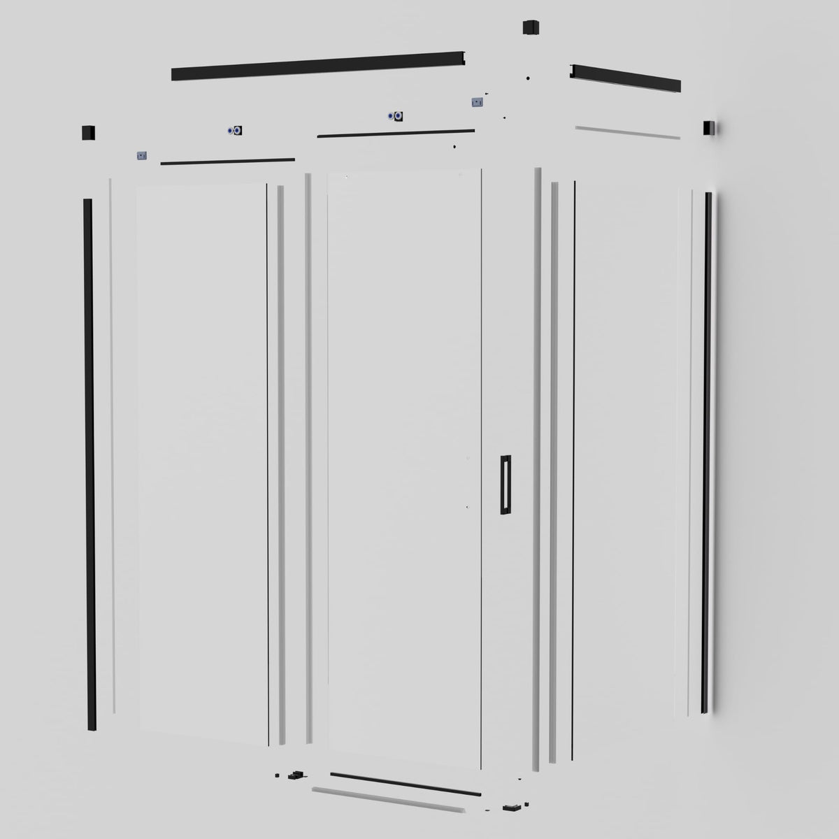 MAMPARA 1 FIJA + 1 CORREDERA + PANEL LATERAL FIJO SERIE STYLO - Negro Mate