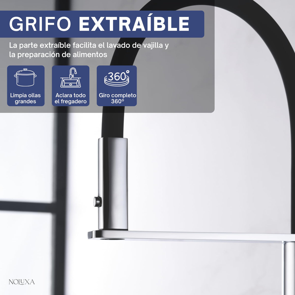 GRIFO DE COCINA EXTRAÍBLE CON DIFUSOR SERIE MENORCA