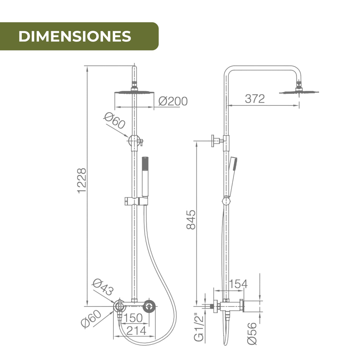 COLUMNA DE DUCHA MONOMANDO SERIE OLIMPO
