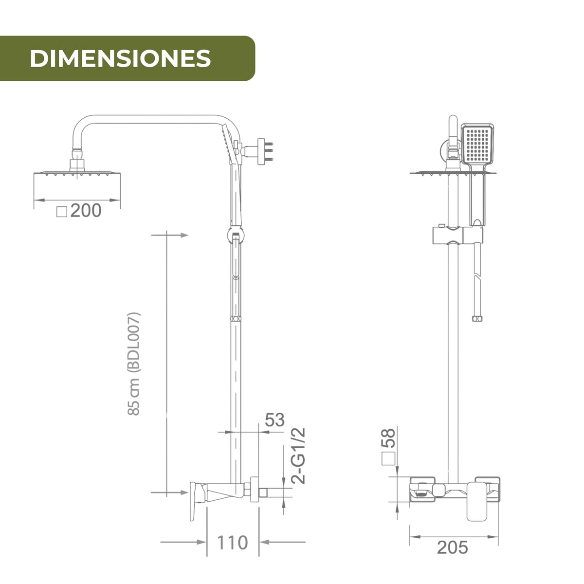 COLUMNA DE DUCHA MONOMANDO SERIE LIVERPOOL