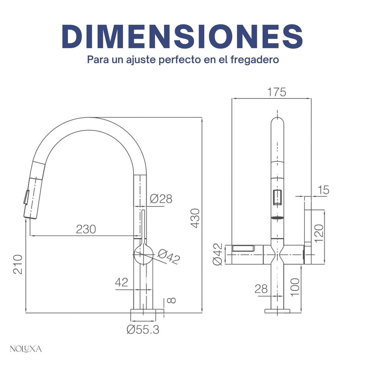 GRIFO DE COCINA EXTRAÍBLE CON DIFUSOR SERIE TURÍN