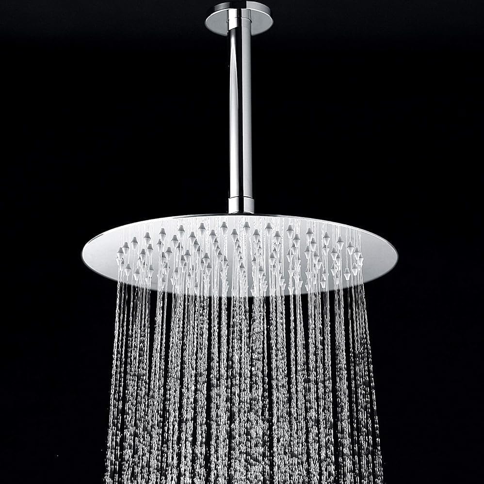 IMEX - Ducha Empotrada Techo Negra Monomando | Conjunto de Grifería Empotrado con Alcachofa y Rociador Antical Efecto Lluvia | Columna Ducha Empotrada en Latón y Acero Inox S.304 | Serie Milos Cromado