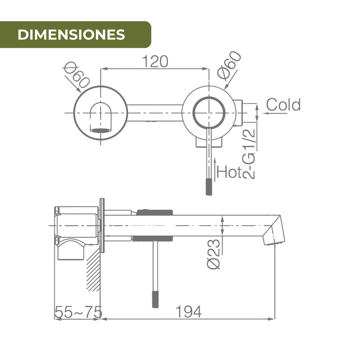 GRIFO LAVABO EMPOTRADO MONOMANDO SERIE LINE