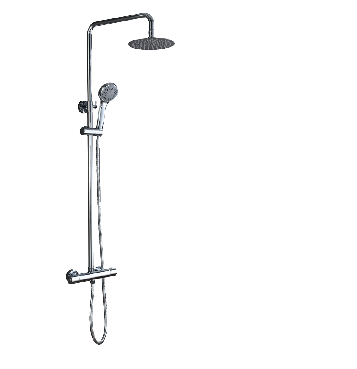 IMEX - Columna Ducha Termostatica con Grifo | Conjunto de Ducha con Alcachofa y Rociador Antical Efecto Lluvia | Griferia en Latón y Acero Inox S.304 con Barra Extensible Cromada | Serie Londres Cromado