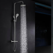 IMEX - Columna Ducha Termostatica con Grifo | Conjunto de Ducha con Alcachofa y Rociador Antical Efecto Lluvia | Griferia en Latón y Acero Inox S.304 con Barra Extensible | Serie Creta | Color Cromado Cromado