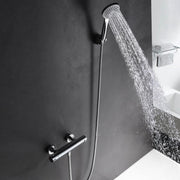 IMEX - Grifo de Ducha Termostatico con Alcachofa y Manguera | Grifo Ducha Cromado con Regulador de Temperatura Fría y Caliente | Grifería en Latón con Cartucho Autolimpiable | Serie Creta Cromado