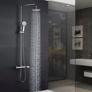 IMEX - Columna Ducha Monomando con Grifo | Conjunto de Ducha con Alcachofa y Rociador Antical | Griferia en Latón y Acero Inox S.304 con Barra Extensible | Serie Nassau | Color Cromado Cromado