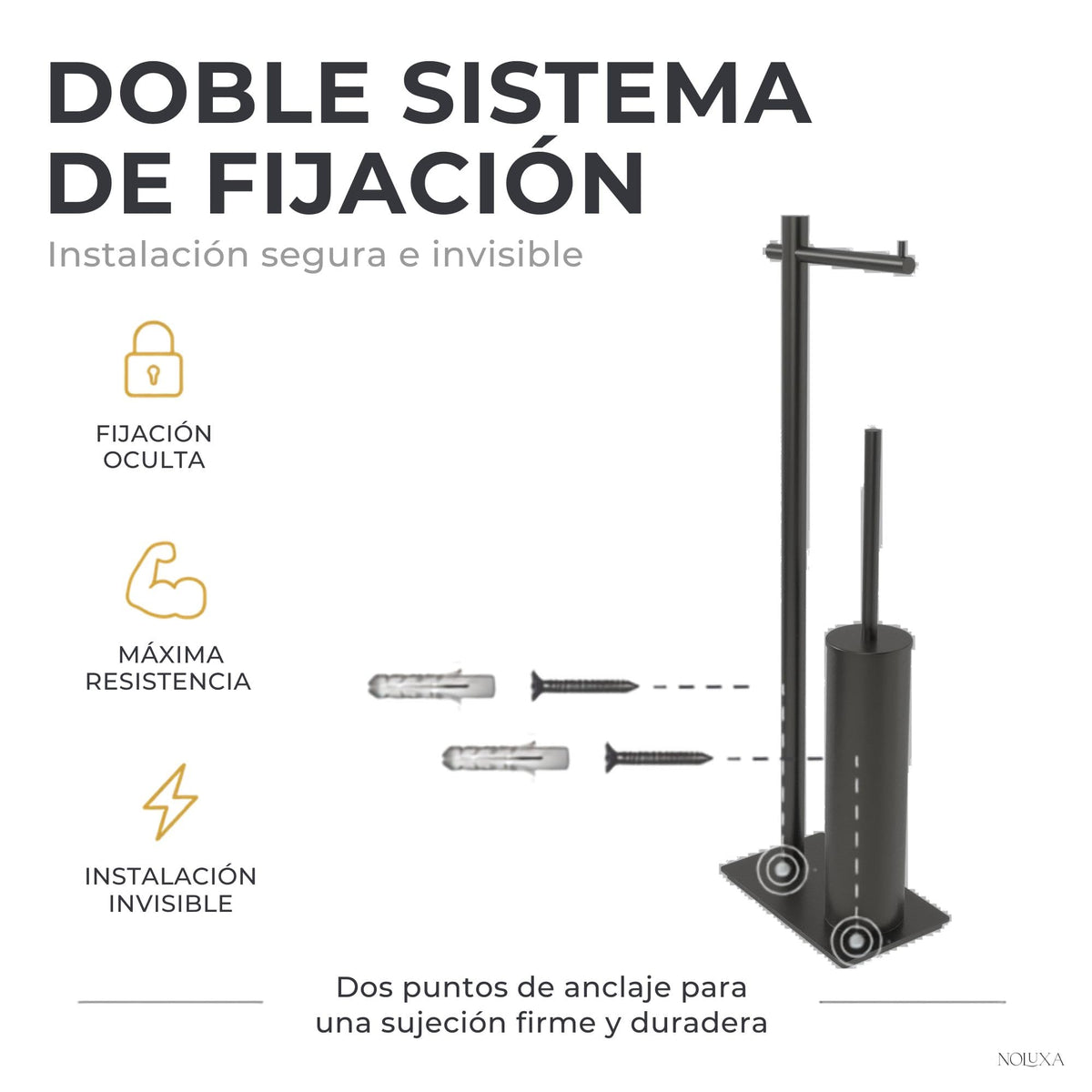 ESCOBILLERO CON PORTARROLLOS EN ACERO INOX S.304 SERIE PRACTIC