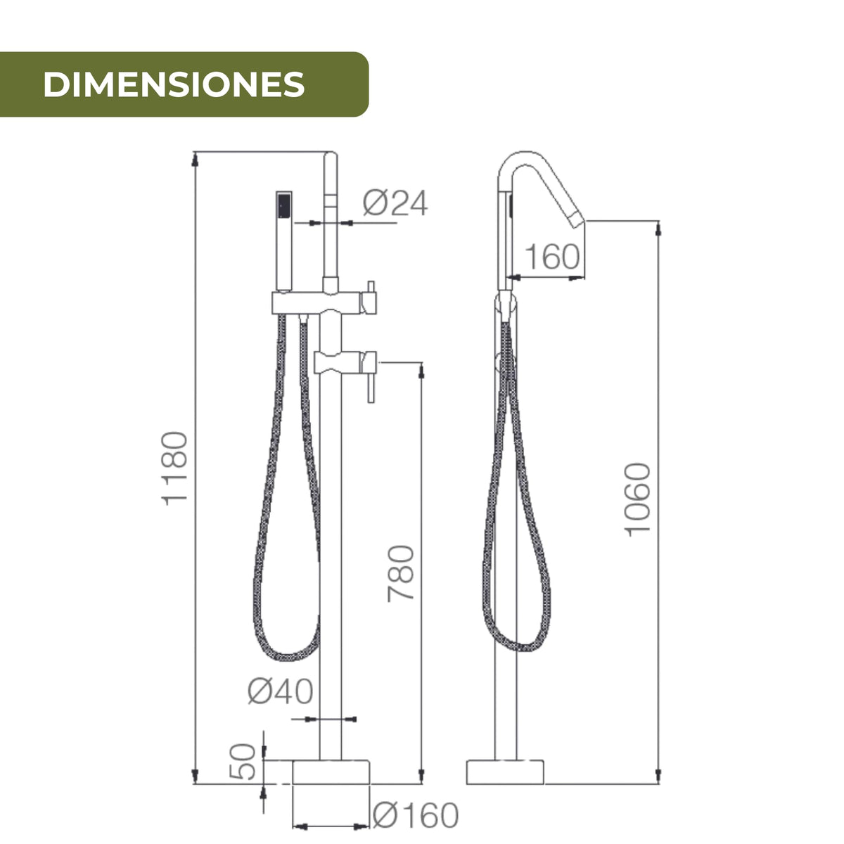 Miscelatore monocomando a pavimento per vasca Serie CÓRCEGA