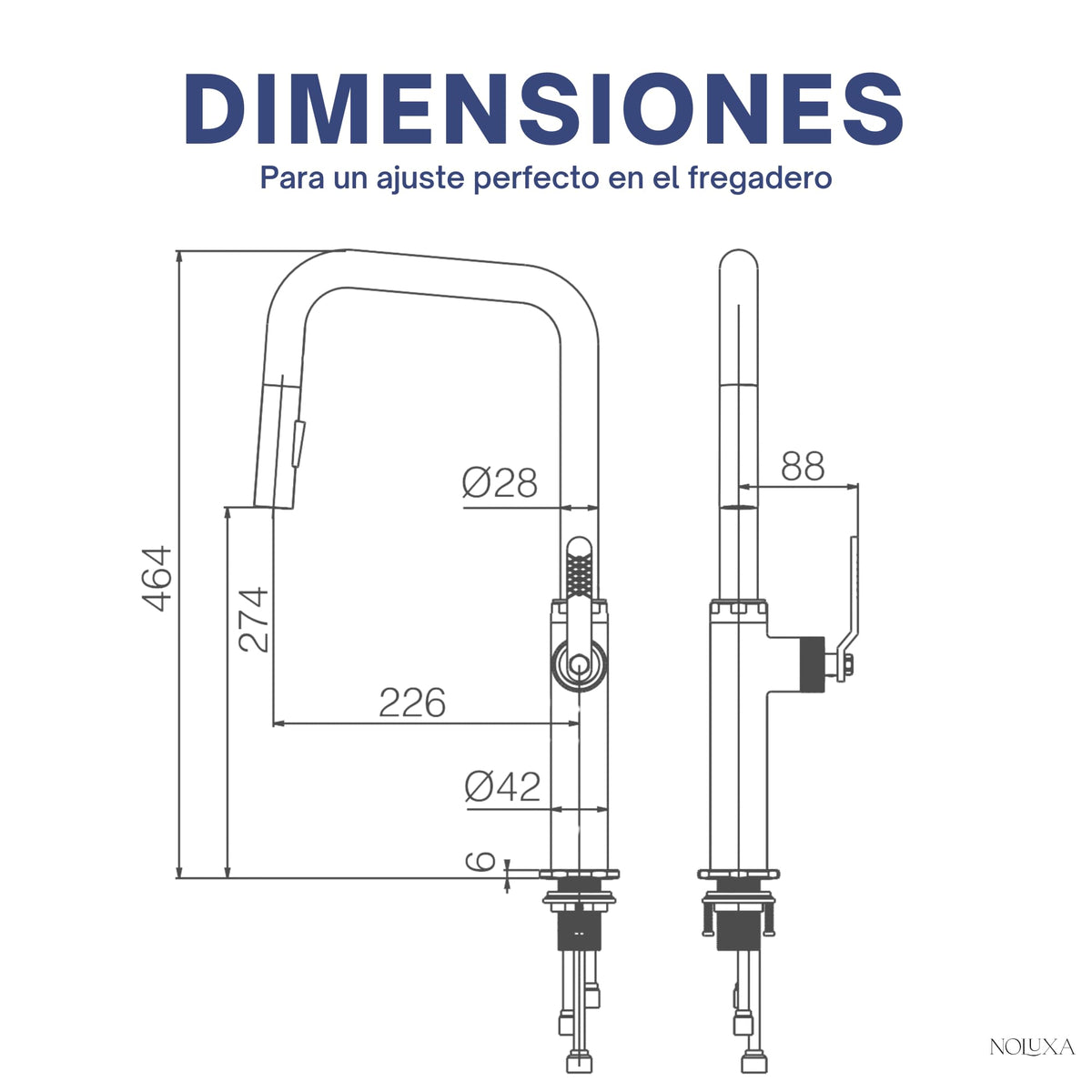 GRIFO DE COCINA EXTRAÍBLE CON DIFUSOR SERIE NIZA