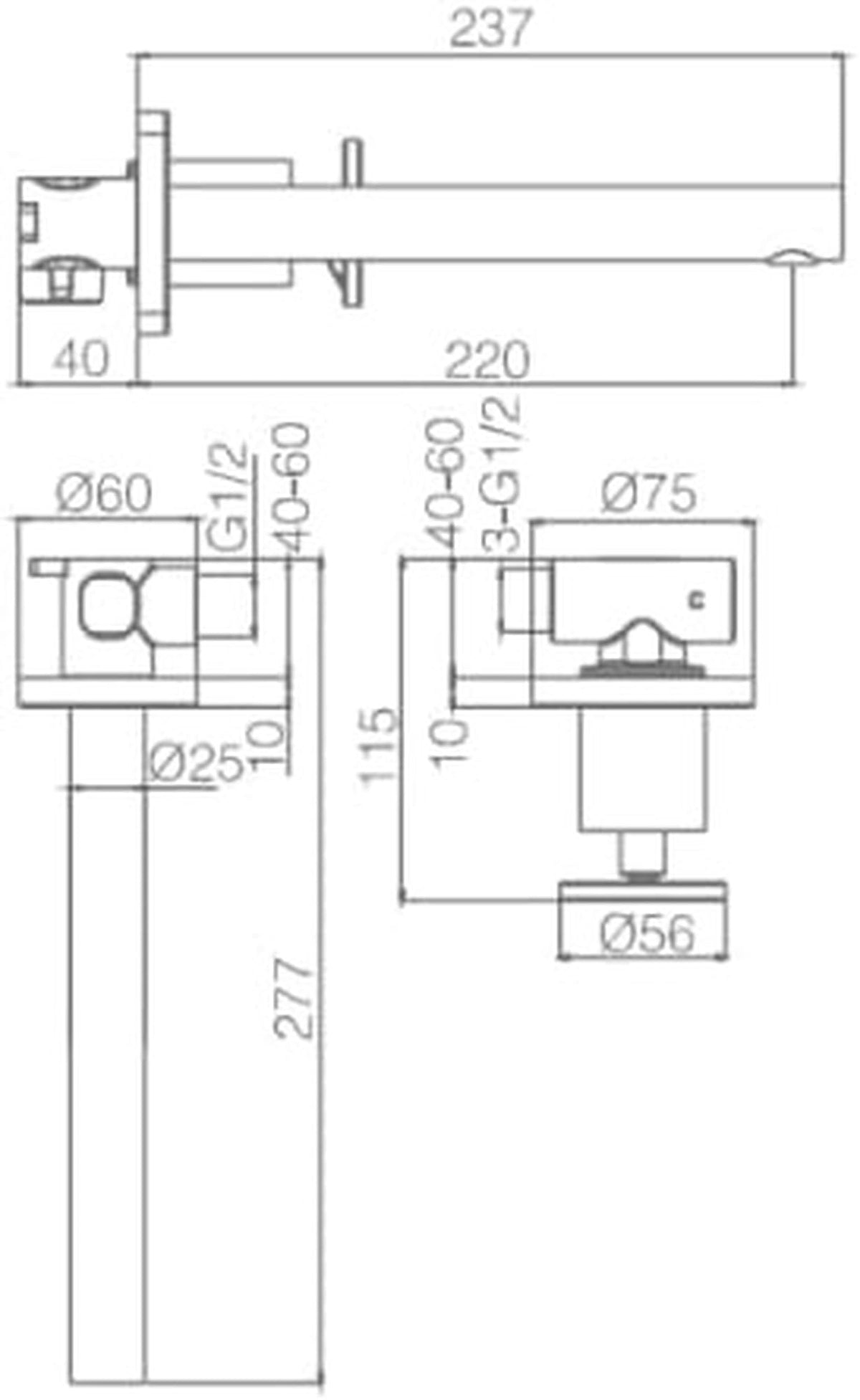 GRIFO LAVABO EMPOTRADO MONOMANDO SERIE OLIMPO