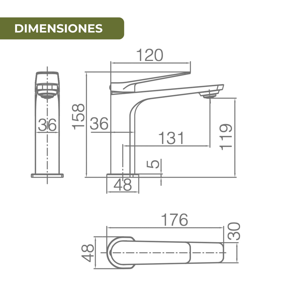 GRIFO LAVABO CAÑO BAJO MONOMANDO SERIE NÁPOLES