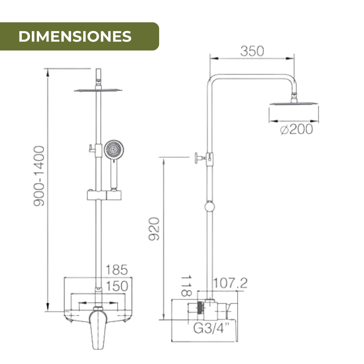 COLUMNA DE DUCHA MONOMANDO SERIE TEIDE
