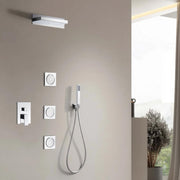 IMEX - Ducha Empotrada Monomando Cromada | Conjunto de Grifería Empotrado con Alcachofa y Rociador Antical Efecto Lluvia | Columna Ducha Empotrada en Latón y Acero Inox S.304 | Serie Formentera Cromado