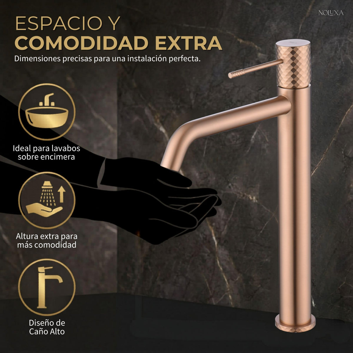 GRIFO LAVABO CAÑO ALTO MONOMANDO SERIE GÉNOVA