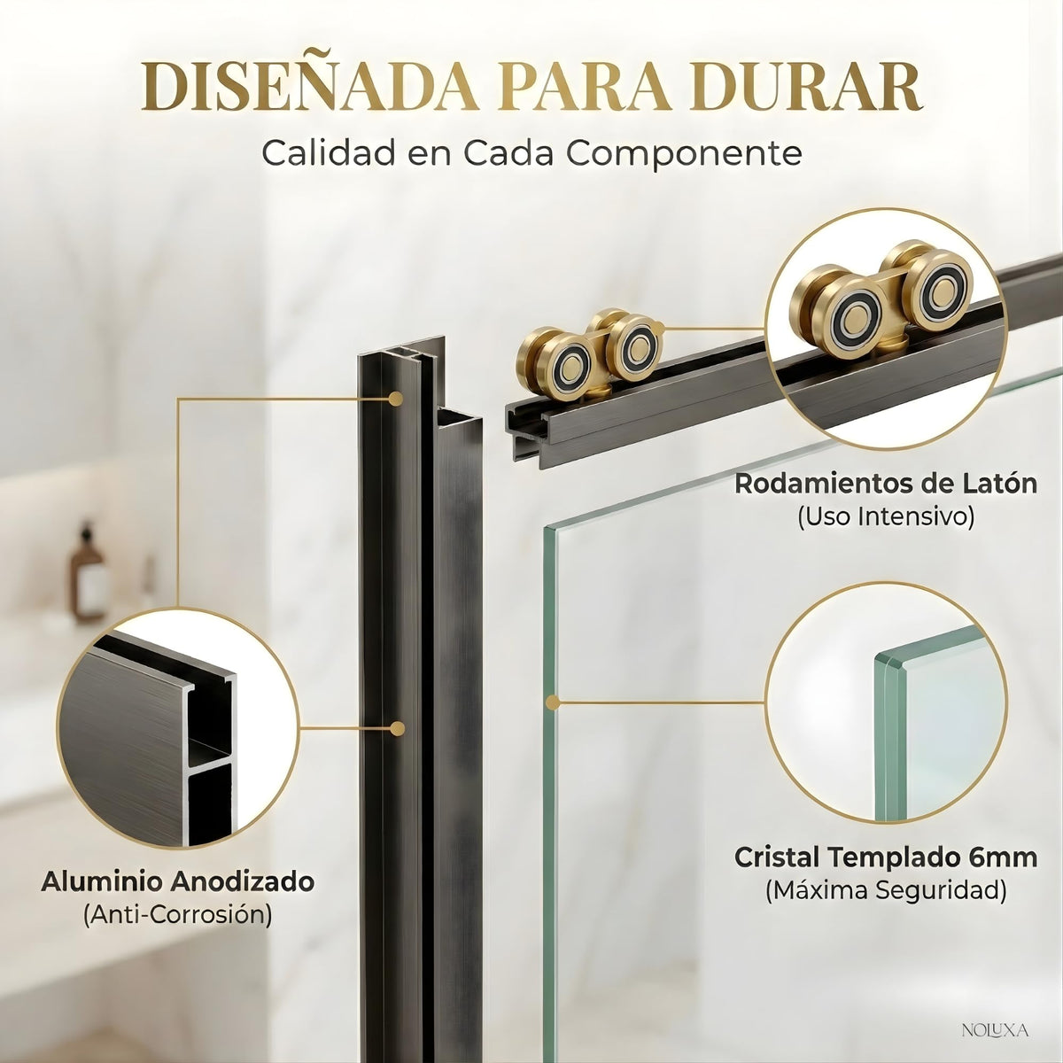 MAMPARA 1 FIJA + 1 CORREDERA + PANEL LATERAL FIJO SERIE STYLO - Black Gun Metal