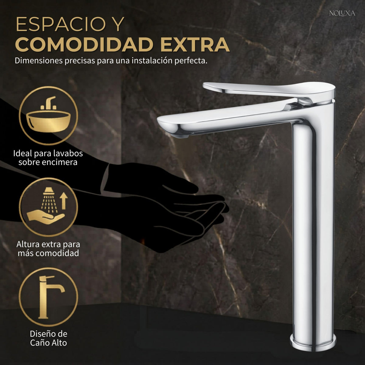 GRIFO LAVABO CAÑO ALTO MONOMANDO SERIE DINAMARCA
