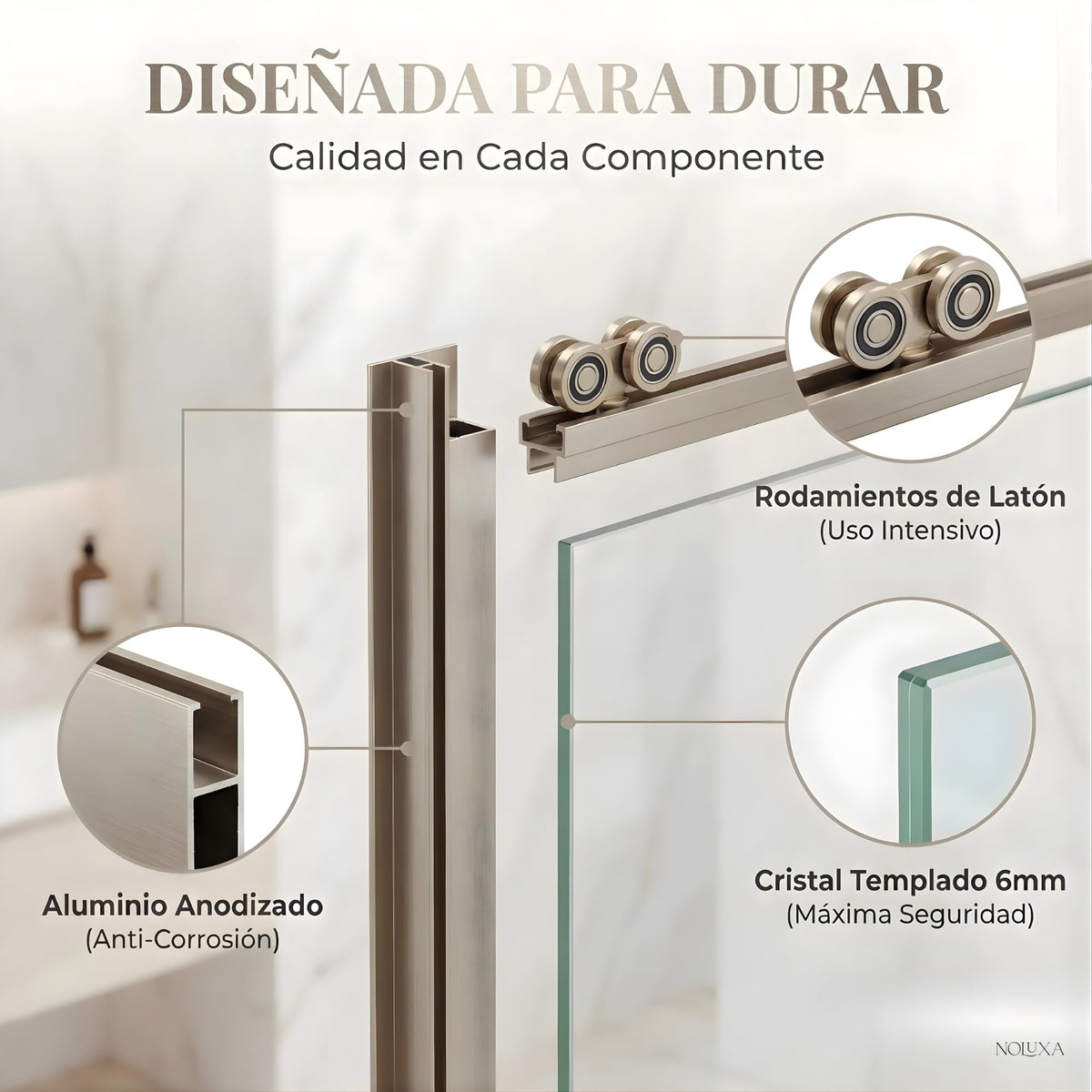 MAMPARA ANGULAR 2 FIJAS + 2 CORREDERAS SERIE STYLO - Níquel Cepillado
