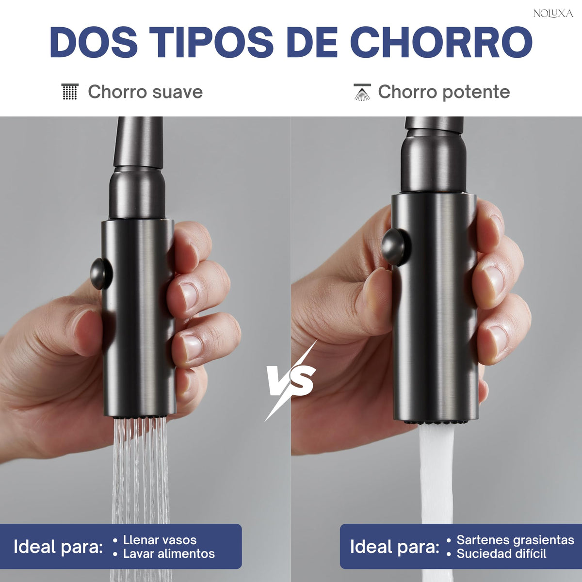 GRIFO DE COCINA EXTRAÍBLE CON DIFUSOR SERIE NIZA