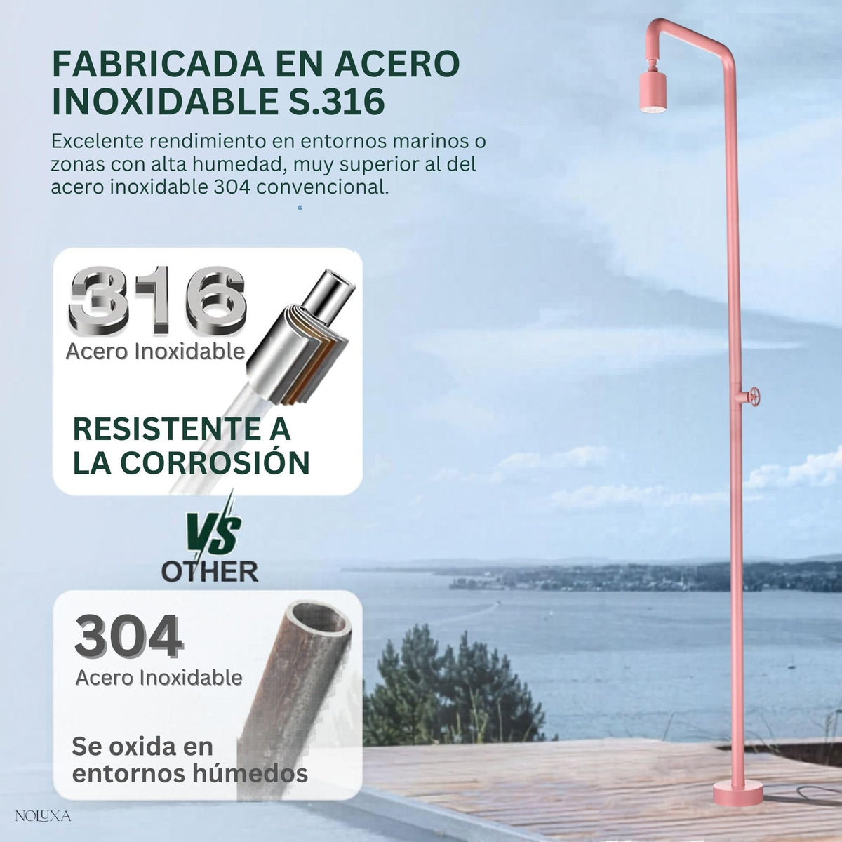 DUCHA PISCINA EXTERIOR EN ACERO INOX. S.316 SERIE POOL