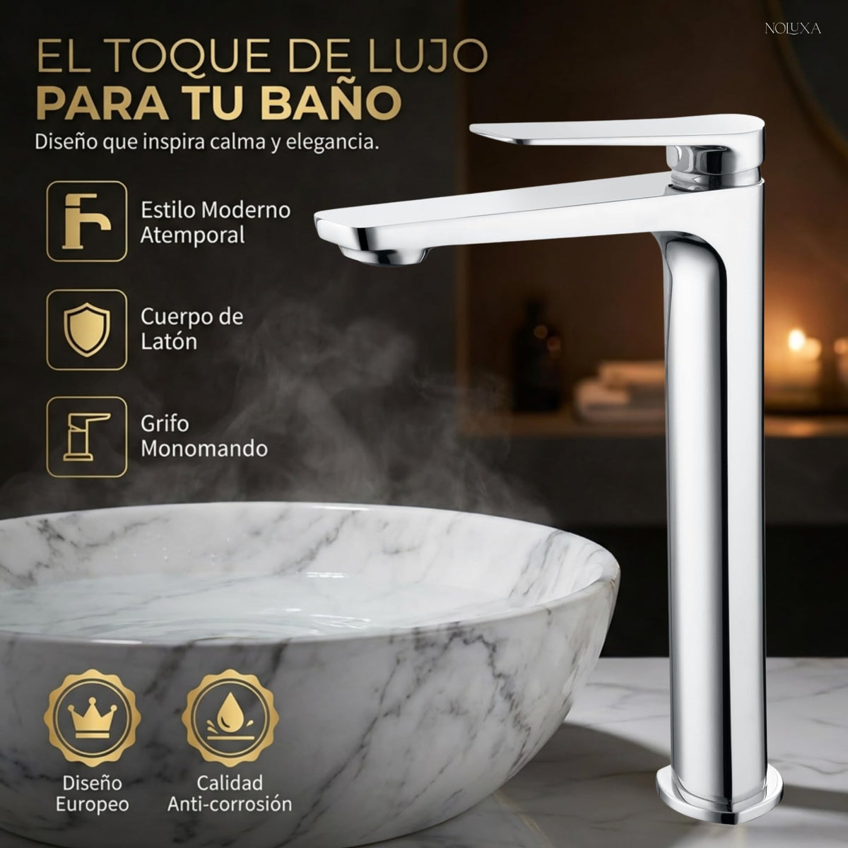 Tall-spout single-lever basin mixer NÁPOLES SERIES