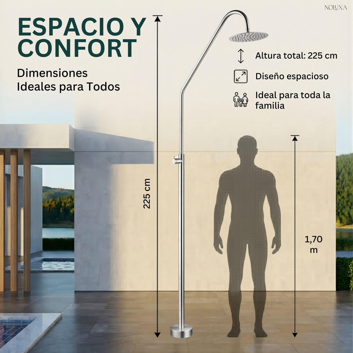 DUCHA PISCINA EXTERIOR EN ACERO INOX. S.316 SERIE ALASKA
