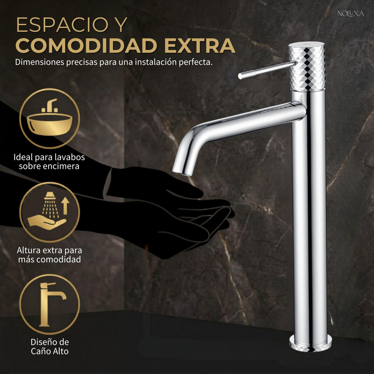 GRIFO LAVABO CAÑO ALTO MONOMANDO SERIE GÉNOVA