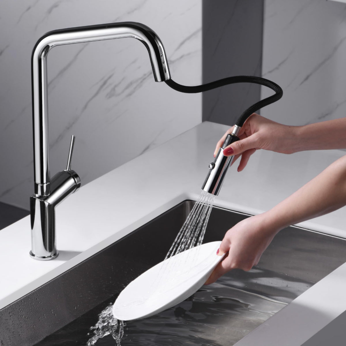 GRIFO DE COCINA EXTRAÍBLE CON DIFUSOR SERIE BONN