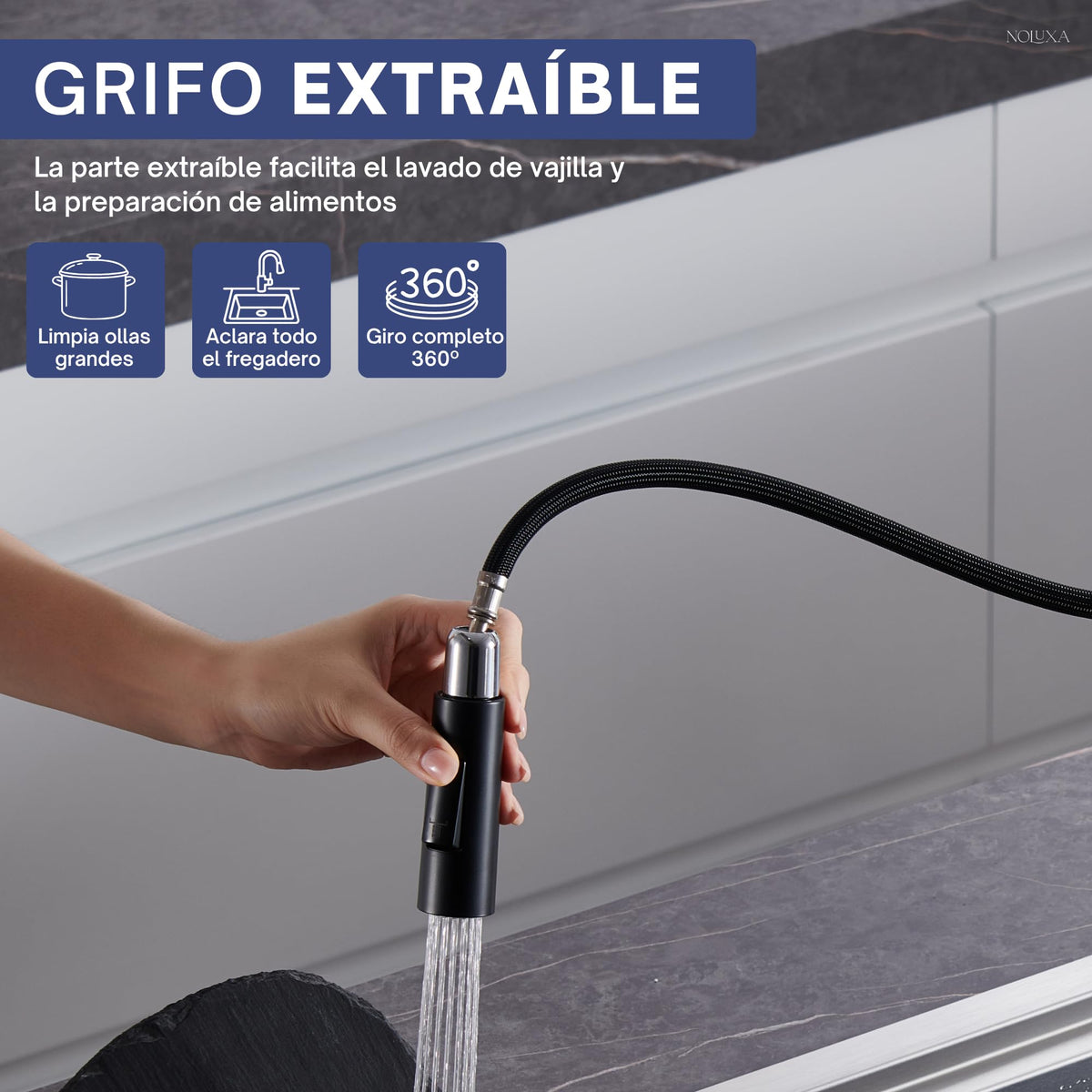 GRIFO DE COCINA EXTRAÍBLE CON DIFUSOR SERIE TURÍN