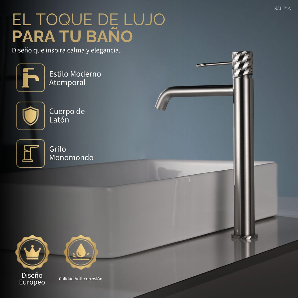 GRIFO LAVABO CAÑO ALTO MONOMANDO SERIE BLESS
