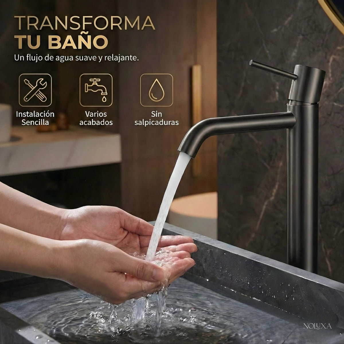 GRIFO LAVABO CAÑO ALTO MONOMANDO SERIE MONZA