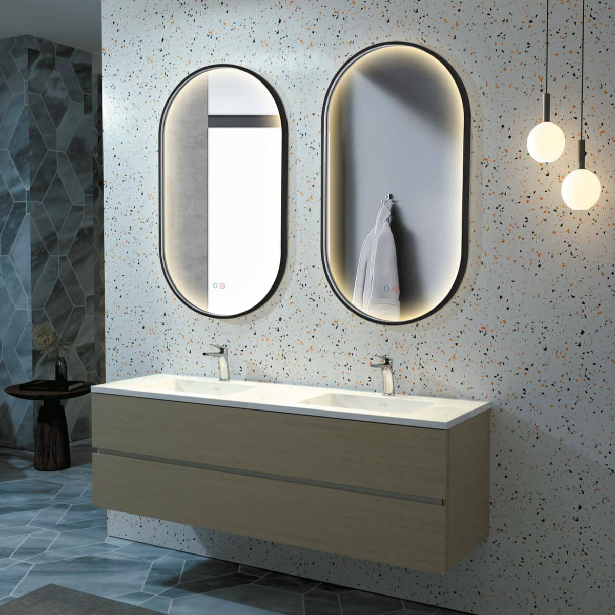 ESPEJO BAÑO ELÍPTICO CON LUZ LED Y ANTIVAHO SERIE RIO