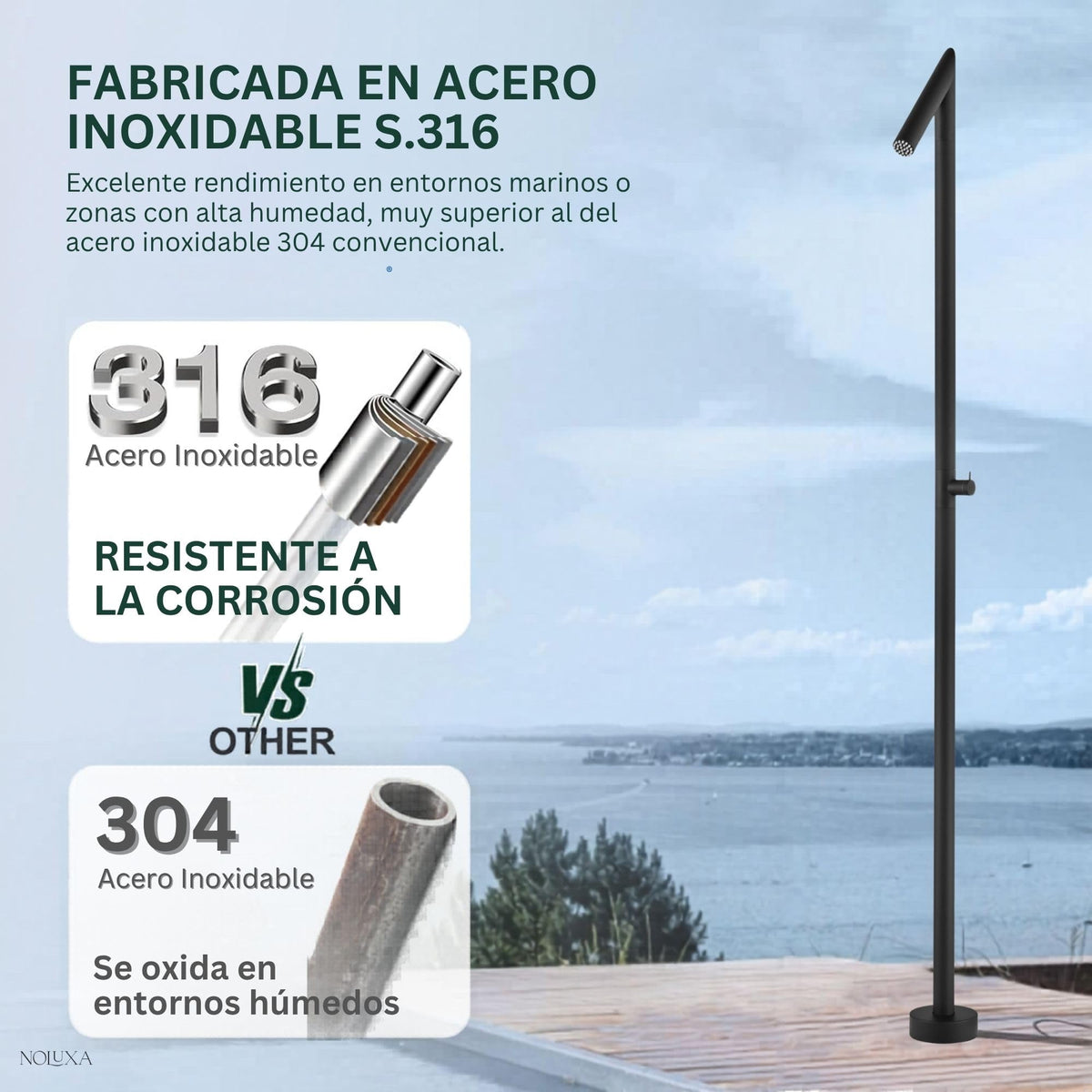DUCHA PISCINA EXTERIOR EN ACERO INOX. S.316 SERIE OKLAHOMA