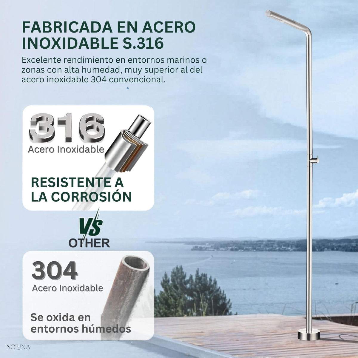 DUCHA PISCINA EXTERIOR EN ACERO INOX. S.316 SERIE TEXAS